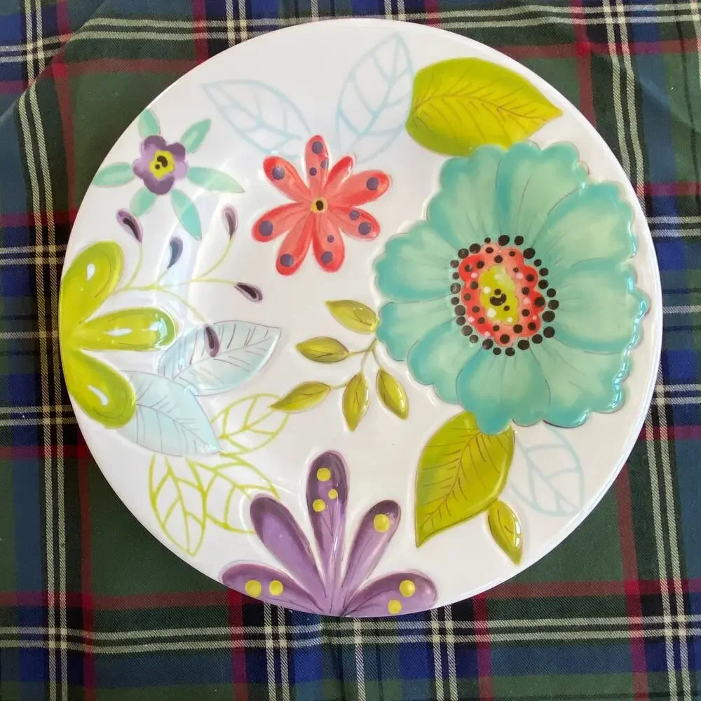 California Studios Melamine Set of 4 Unique Floral Patterns‎ 8-3/4” Lunch Plates